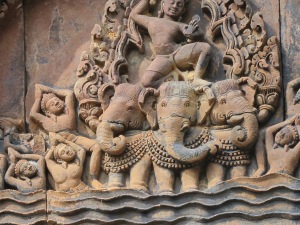 Red sandstone wall carving 